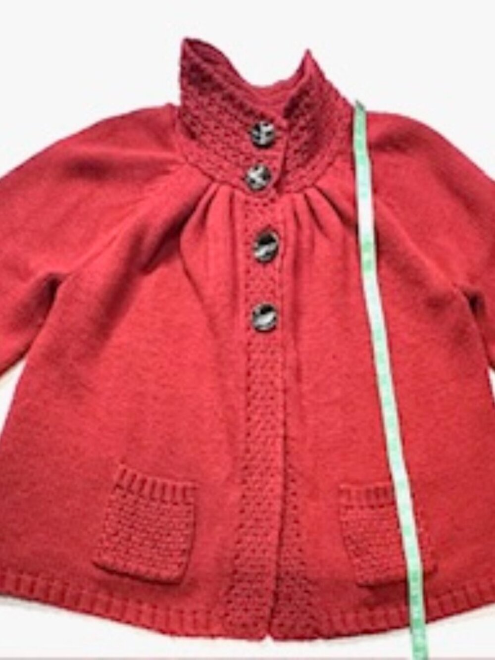 Style & Co. Womens Cardigan Cable Knit Button-Up Pockets Mock Neck Red Size L - Picture 10 of 16